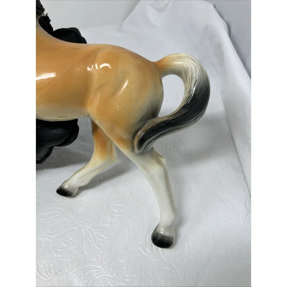 Vintage Wales Japan Ceramic Horse Figurine Porcelain Mustang Equestrian 7“